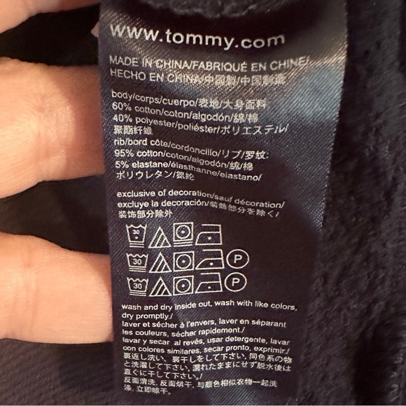 Tommy Hilfiger Size XS Fleece Spellout Tunic Sweatshirt Navy Blue - Picture 9 of 11